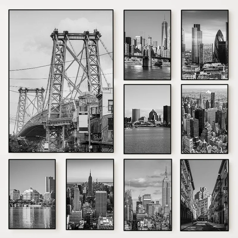 Photography Black And White - (2D 캔버스 페인팅) 흑백 뉴욕시 사진