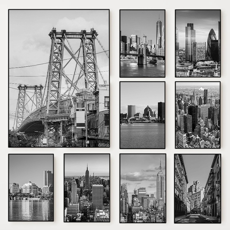 Photography Mapped - 흑백 뉴욕시 사진 포스터 뉴욕 지도