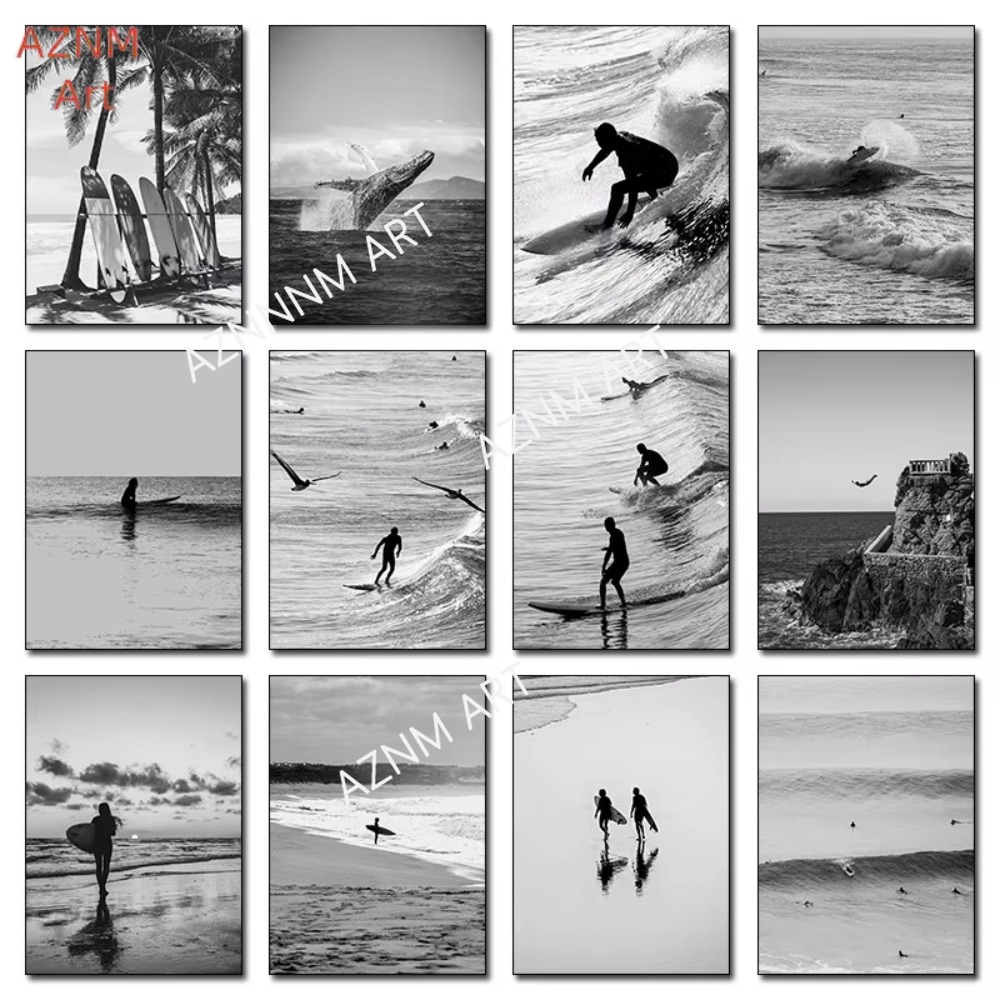 Photography Black And White - 1PC, 고급 서핑 흑백 사진 포스터