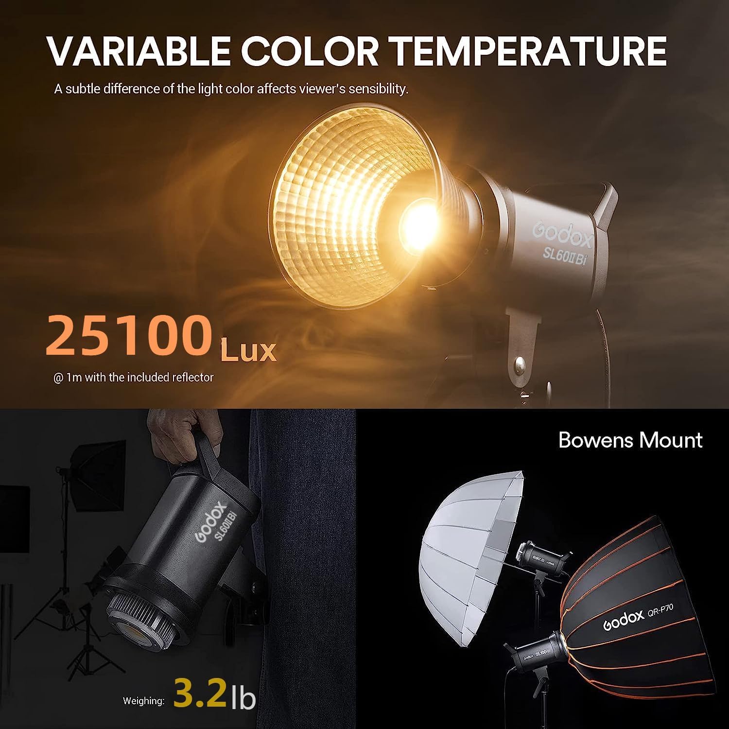 Godox SL60IID SL60IIBi 75W 주광  - Strobe Light Studio 리뷰 및 가격