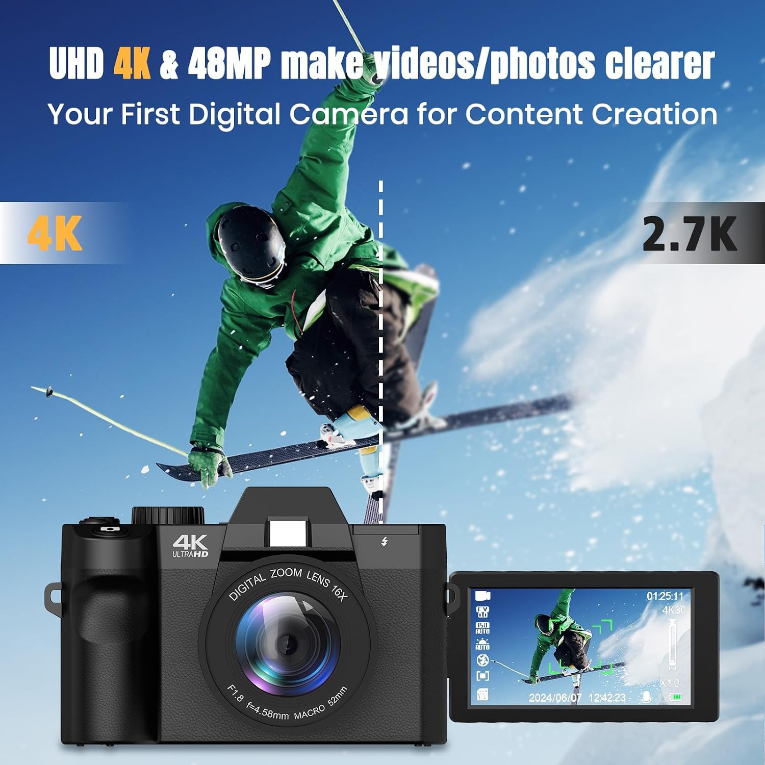 48MP 디지털 카메라 (WiFi 및 자동 초점 기능, - Photography Zoom 리뷰 및 가격