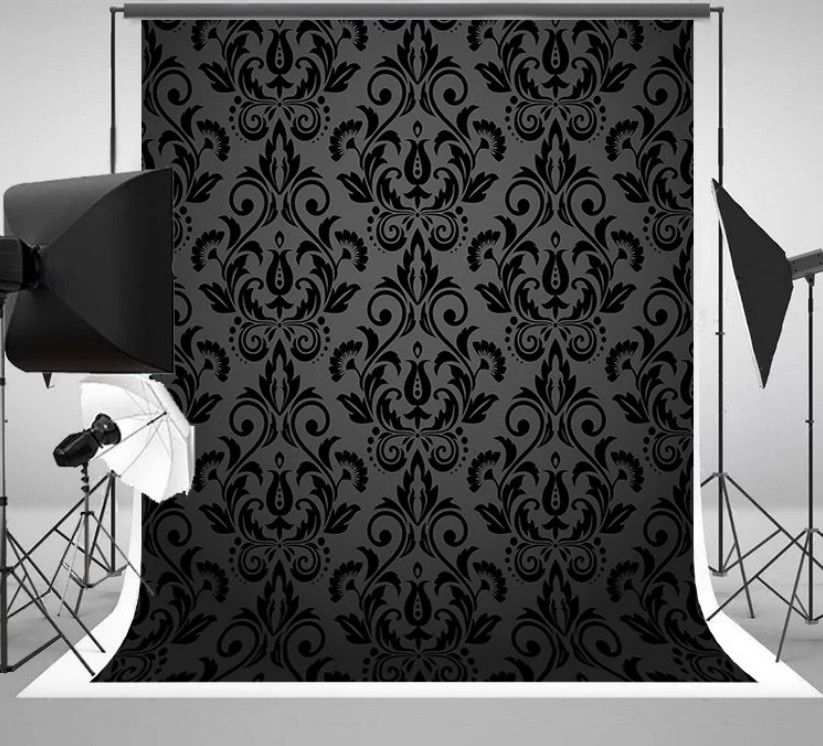 블랙 그레이 화이트 다마스크 어두운 꽃 파티 배경, 컴 - Photography Dark Cloth 리뷰 및 가격
